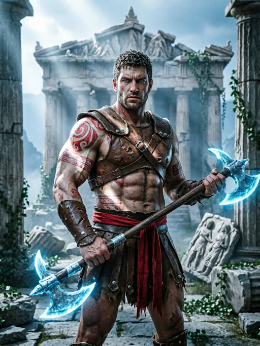 Kratos character artwork in a PicWar battle